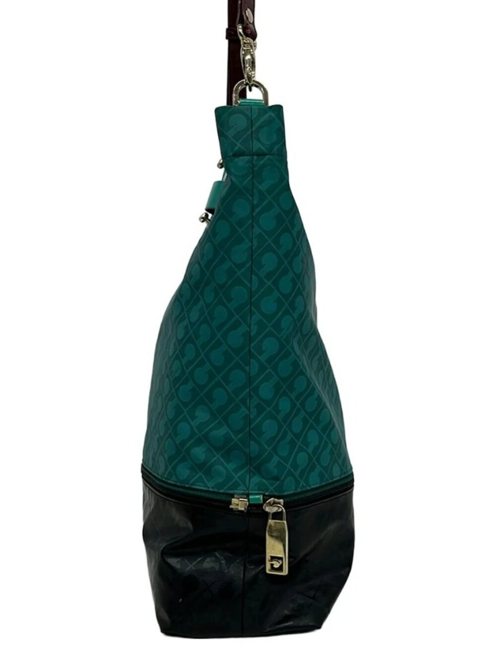 GHERARDINI Green Black PVC Patent Leather Shoulder Bag - Picture 3 of 12